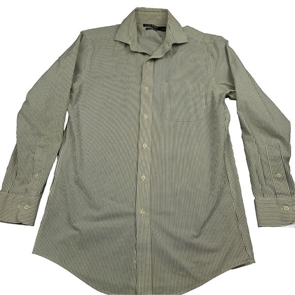 Ralph Lauren Mens 15 32 / 33 Shirt Black Label Button Up Black Stripe Slim Fit - Picture 1 of 10